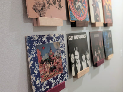 Solid Wood Vinyl Record Display Stand – Renter Friendly LP Album Mount, No Tools Required