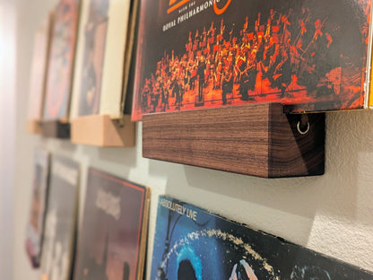 Solid Wood Vinyl Record Display Stand – Renter Friendly LP Album Mount, No Tools Required