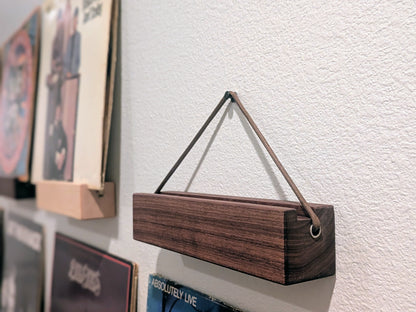 Solid Wood Vinyl Record Display Stand – Renter Friendly LP Album Mount, No Tools Required