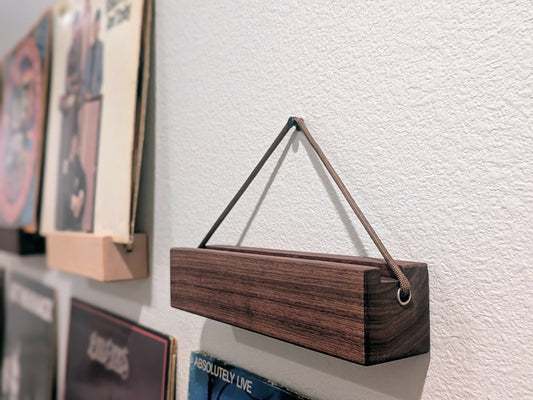 Solid Wood Vinyl Record Display Stand – Renter Friendly LP Album Mount, No Tools Required