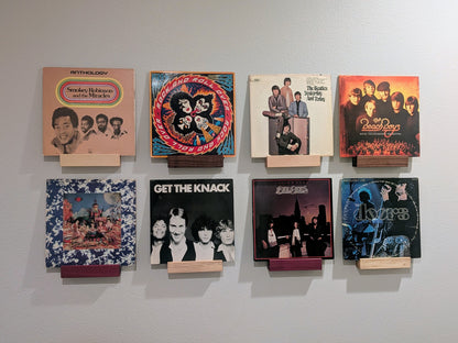 Solid Wood Vinyl Record Display Stand – Renter Friendly LP Album Mount, No Tools Required