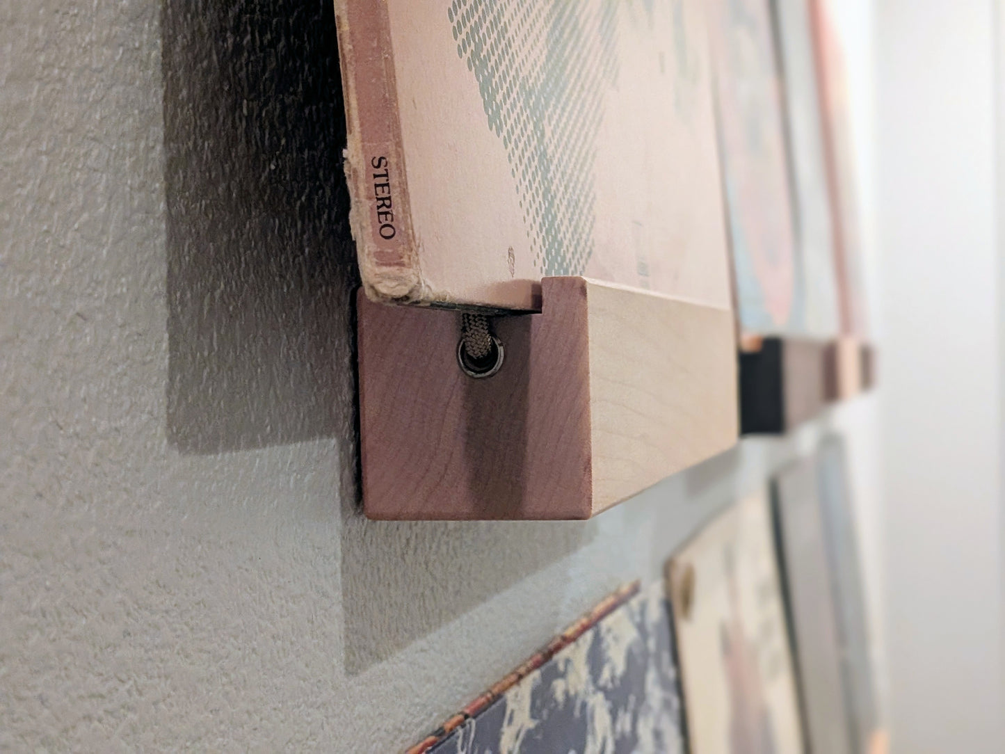 Solid Wood Vinyl Record Display Stand – Renter Friendly LP Album Mount, No Tools Required