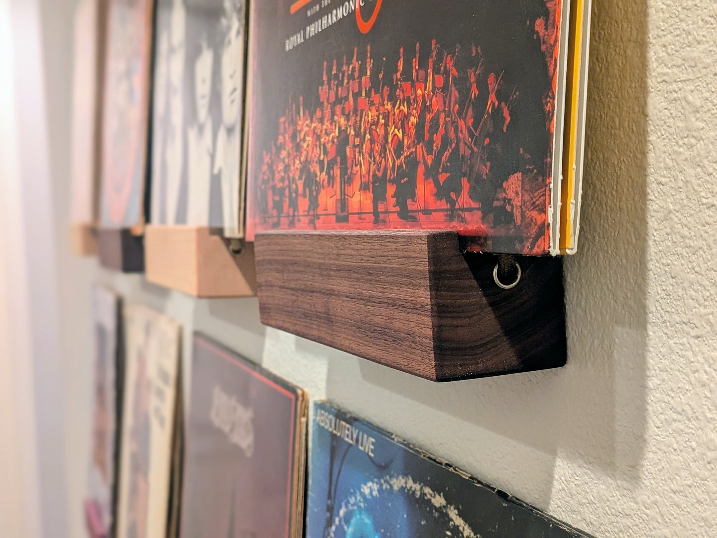 Solid Wood Vinyl Record Display Stand – Renter Friendly LP Album Mount, No Tools Required