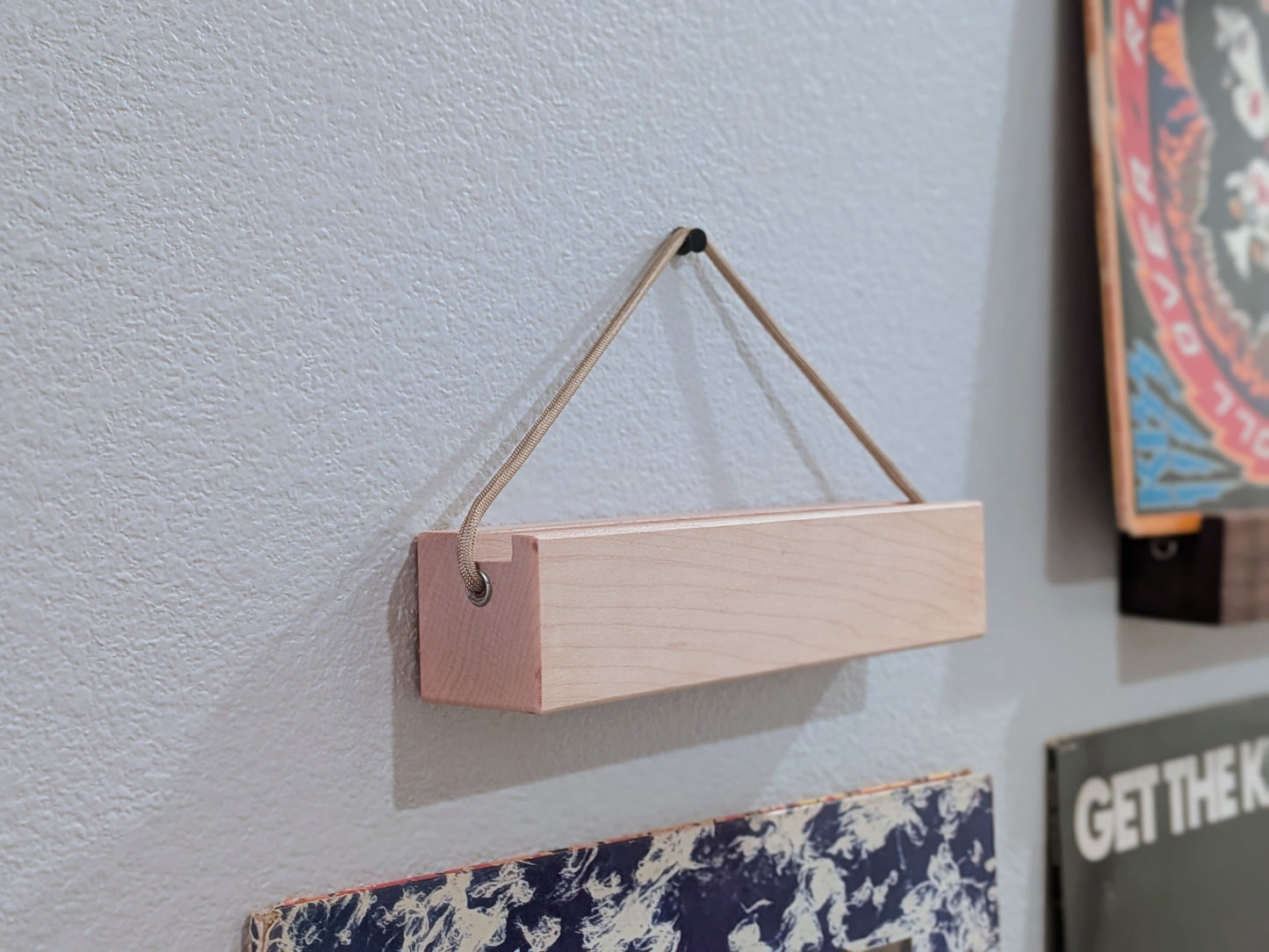 Solid Wood Vinyl Record Display Stand – Renter Friendly LP Album Mount, No Tools Required