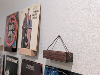 Solid Wood Vinyl Record Display Stand – Renter Friendly LP Album Mount, No Tools Required