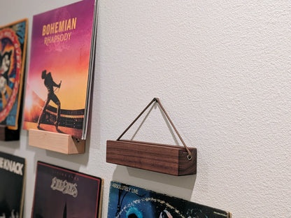 Solid Wood Vinyl Record Display Stand – Renter Friendly LP Album Mount, No Tools Required