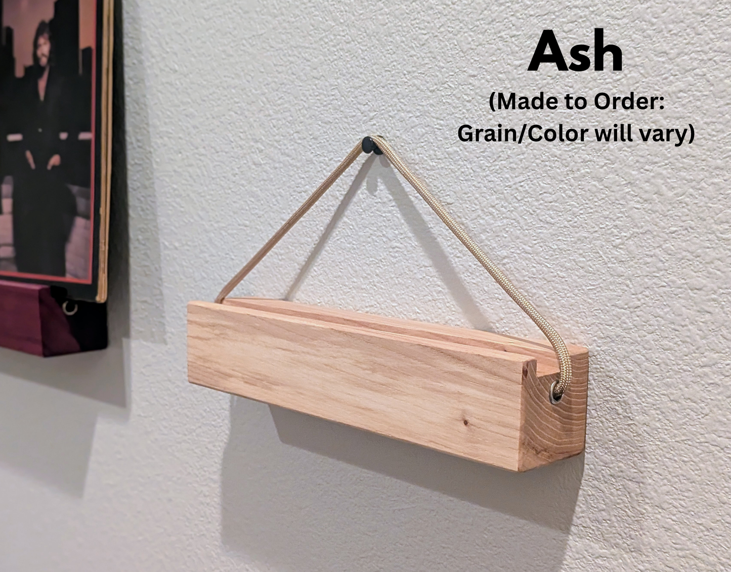 Solid Wood Vinyl Record Display Stand – Renter Friendly LP Album Mount, No Tools Required