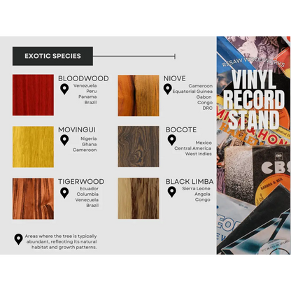 Handpick - Exotic Wood Vinyl Record Now Playing Stands - Exotic