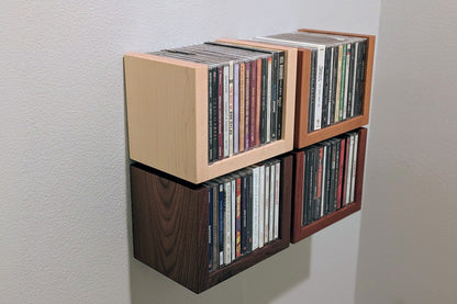 Solid Wood Floating Media Shelf – Wall Mount CD/DVD/Blu-Ray Holder
