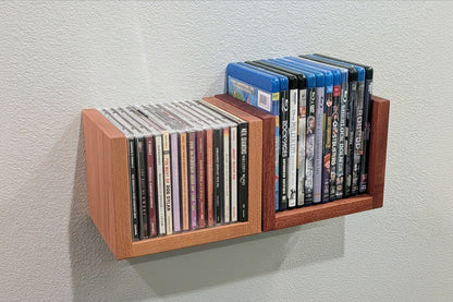 Solid Wood Floating Media Shelf – Wall Mount CD/DVD/Blu-Ray Holder
