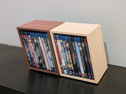 Blu-ray or DVD Storage Stand – Wooden Blu-ray DVD Organizer, Steelbook Holder, Tabletop Movie Display Rack, Minimalist Media Storage